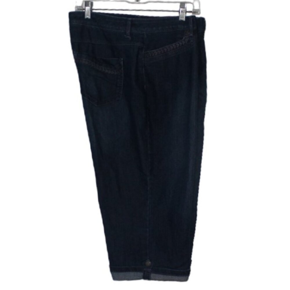 Gloria Vanderbilt Skimmer Jeans Womens 14 Blue Denim Capri Cuffed Dark Wash